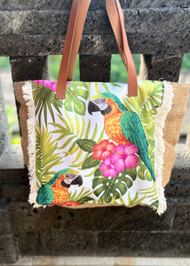 Tropical Flowers and Bird Bali Bag